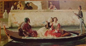 Federico Faruffini: La gondola di Tiziano (bozzetto), anno 1861, cm. 17 x 32, collezione privata, Milano.